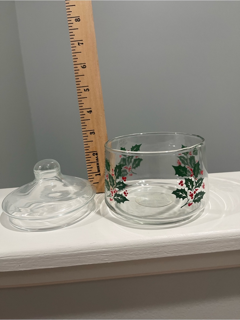 Vintage Indiana Glass Holly & Berries Apothecary Style Holiday Snack Jar & Lid - Picture 3 of 16
